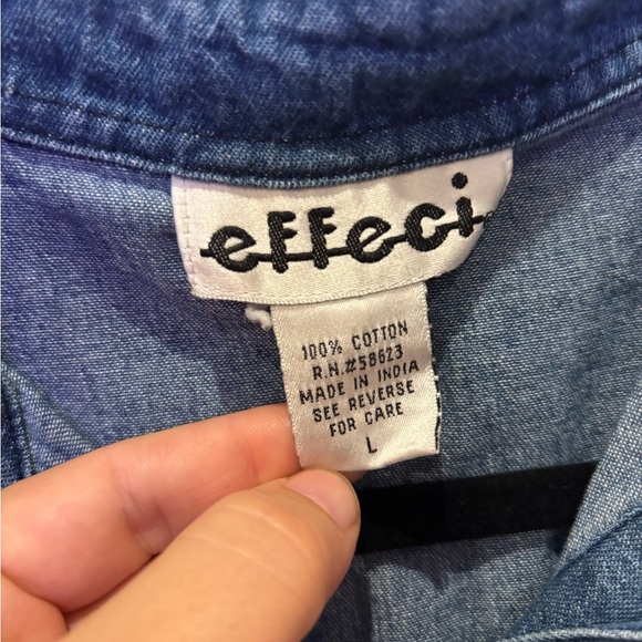 Effeci Vintage Embroidered Denim Shirt Puppy Dog Scene Size L - Picture 5 of 9